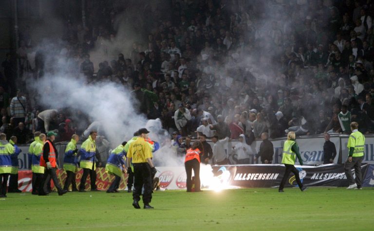 Members of the staff’s stadium rush to t